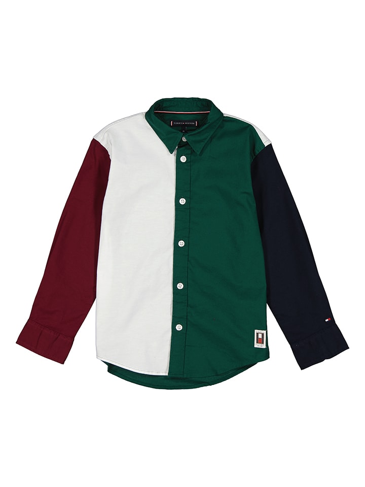 Tommy Hilfiger Hemd in Grün/ Rot/ Weiß günstig kaufen