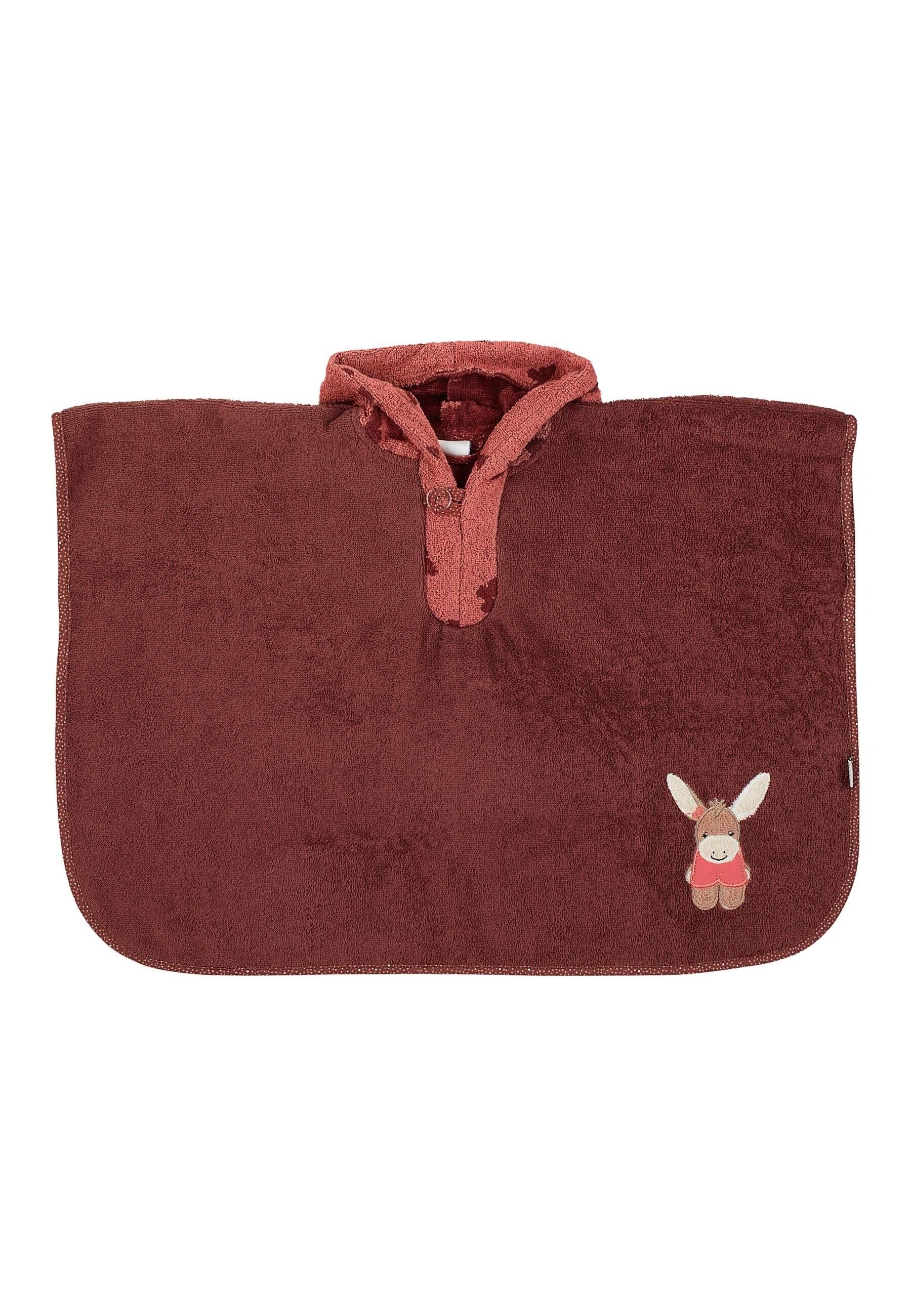 Poncho Esel Emmily mit Stickmotiv in Dunkelrot