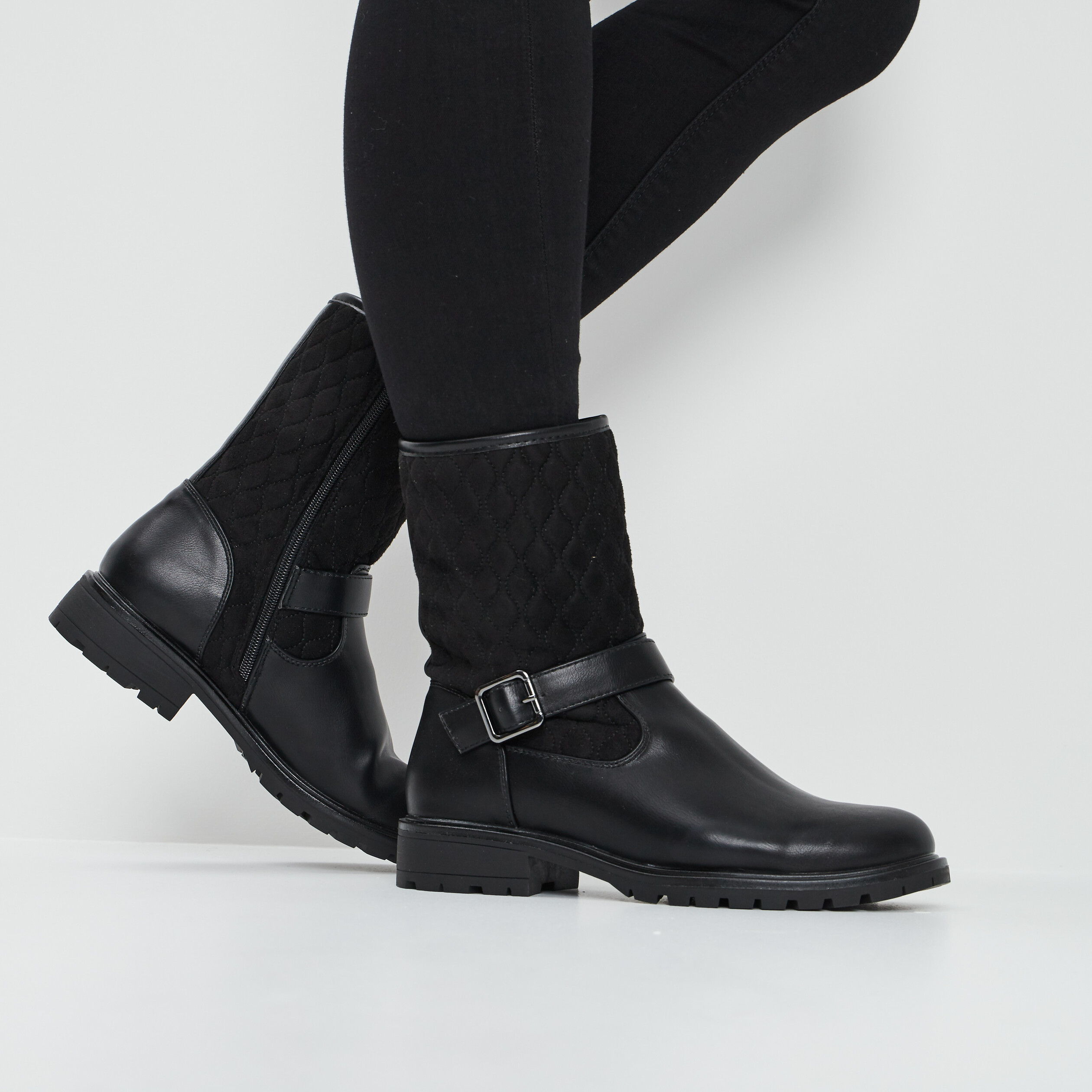 Bottines matelassées noir femme | La Halle