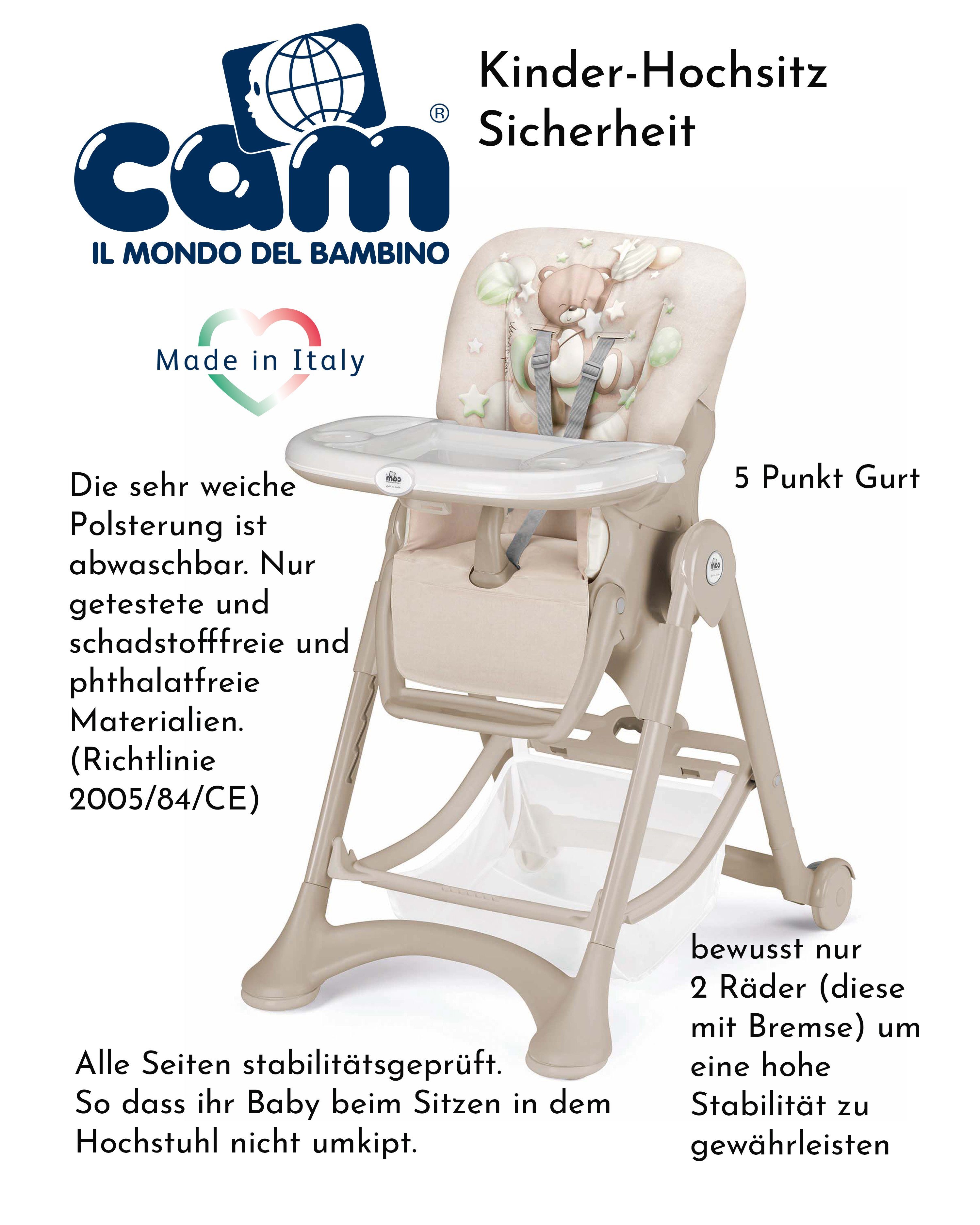 CAM Hochstuhl Cam CAMPIONE - Baby-Stuhl mitwachsend verstellbar inkl. Tablett