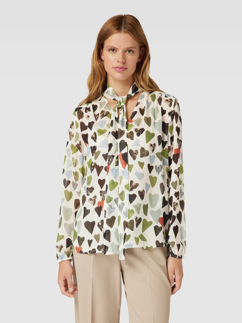 Bluse mit Schal in offwhite