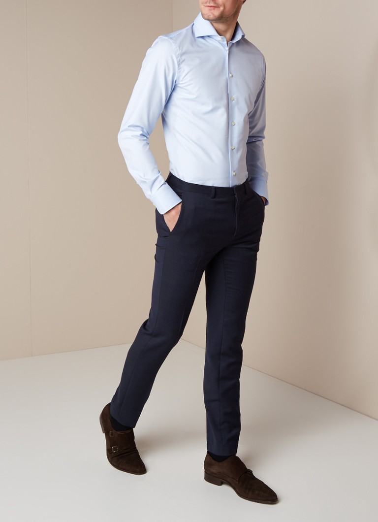 Profuomo Svijetloplava slim fit košulja sa širokim ovratnikom
