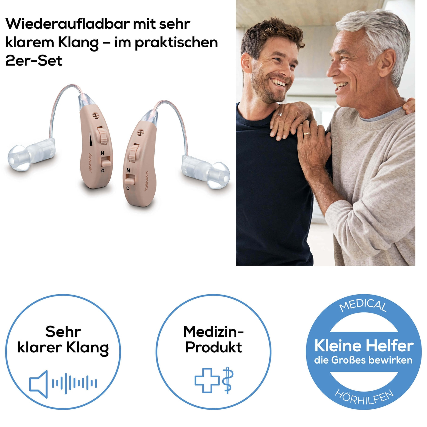 Beurer Hörhilfen HA 55 Paar-Wiederaufladbare Hörhilfen mit klarem Klang