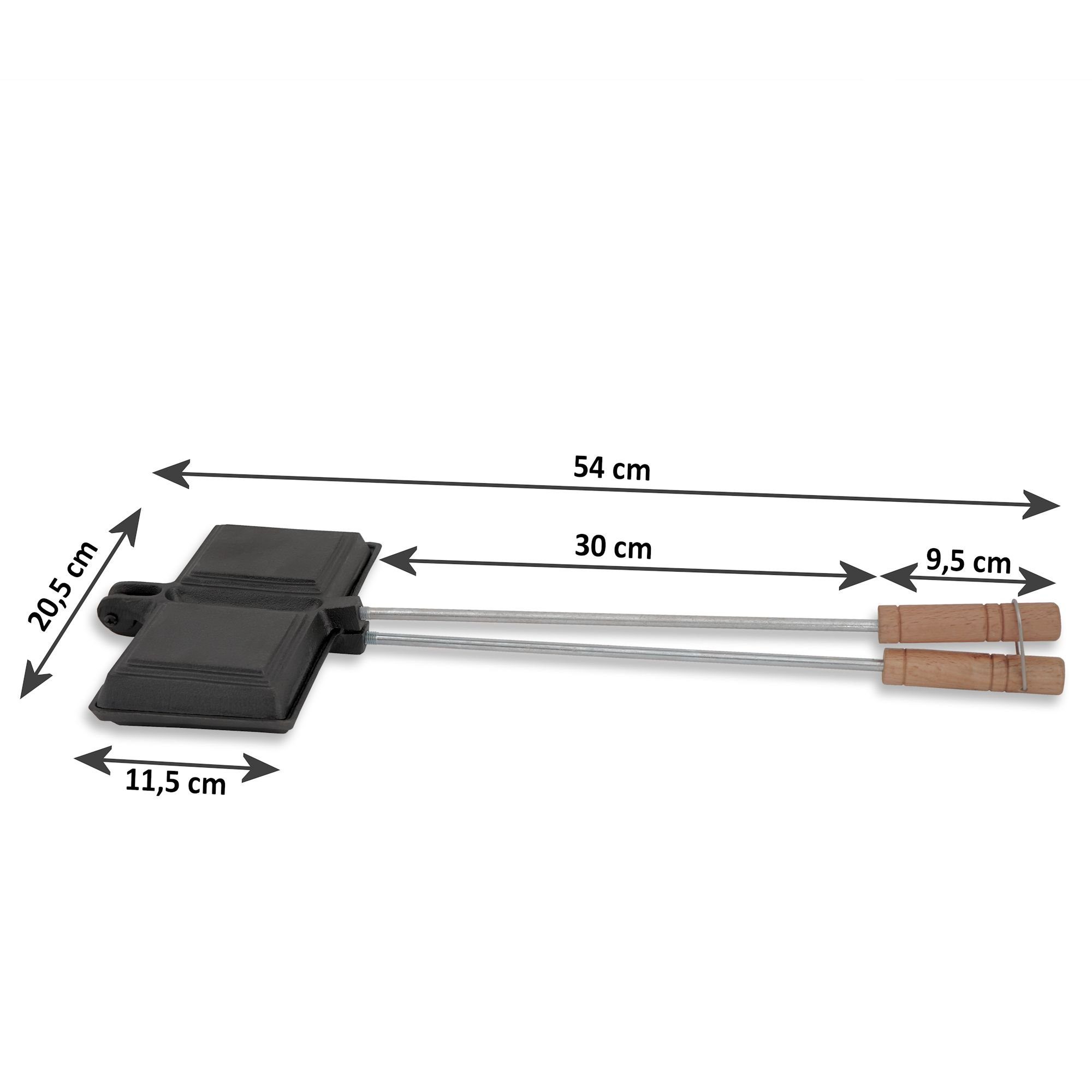 BBQ-Toro Sandwichmaker Waffeleisen, Sandwicheisen, Gusseisen Doppelform, schwarz