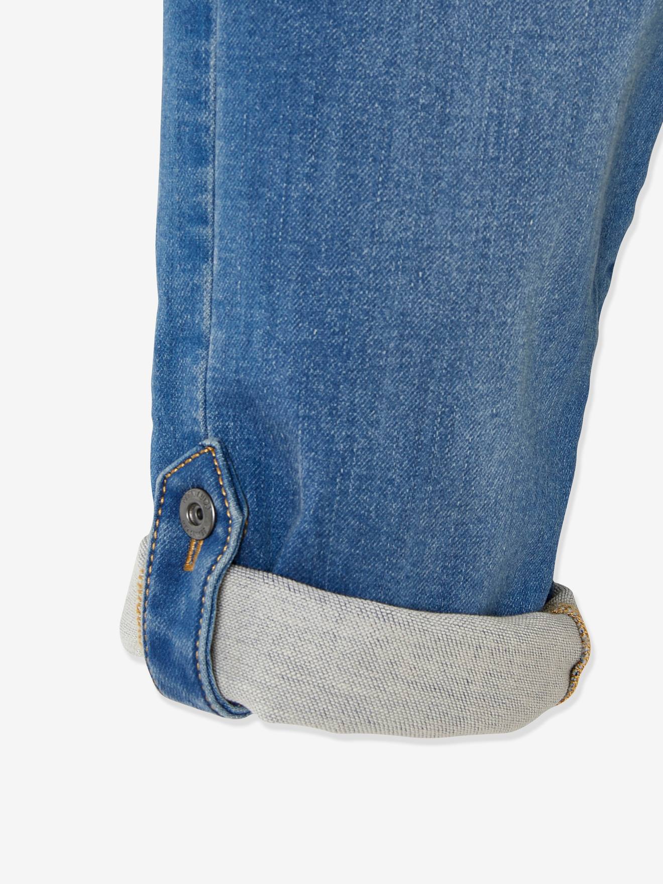 Pantacourt en molleton effet denim garçon retroussable en bermuda stone