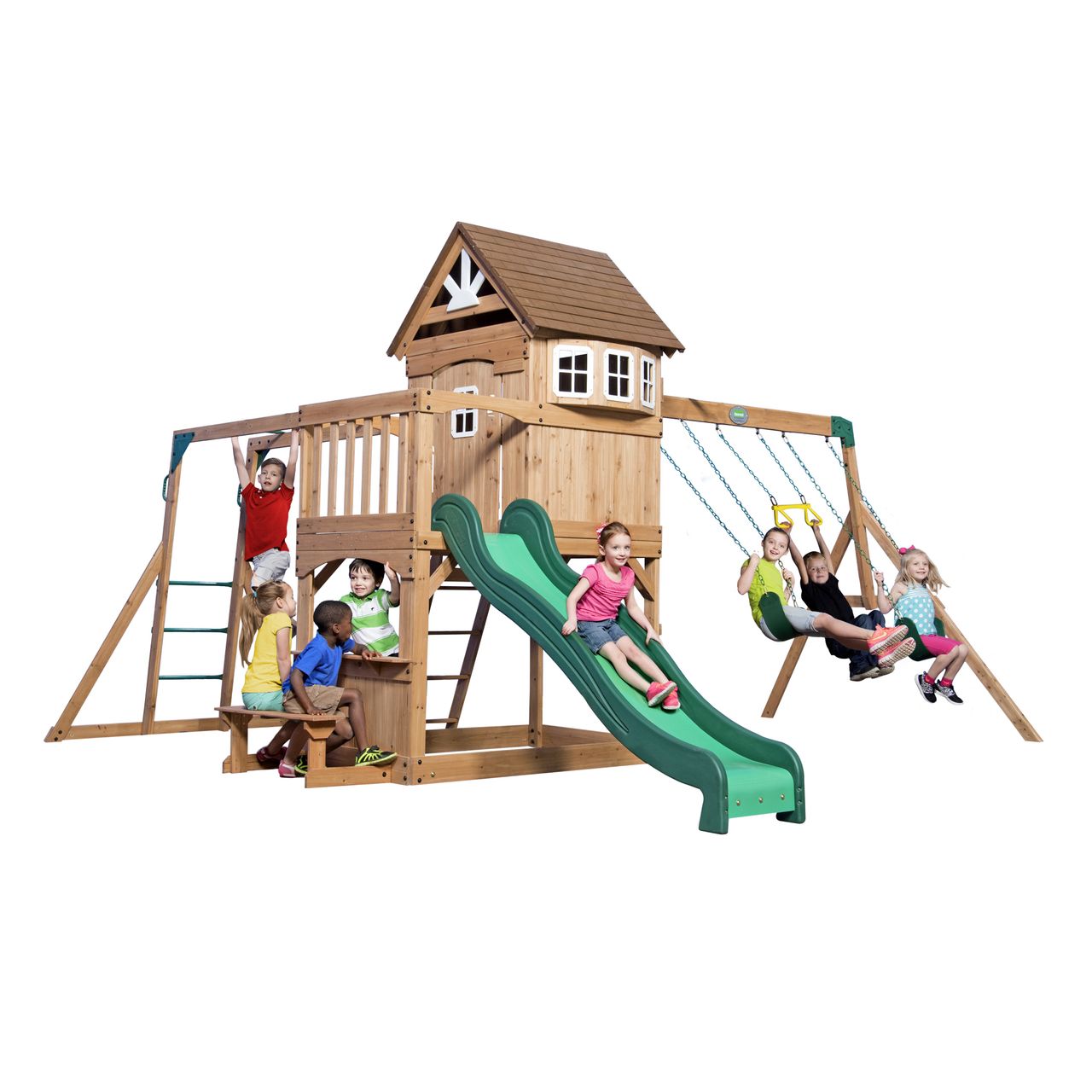 Backyard Discovery Montpelier Spielturm mit Schaukeln, Rutsche und Klettergerüst