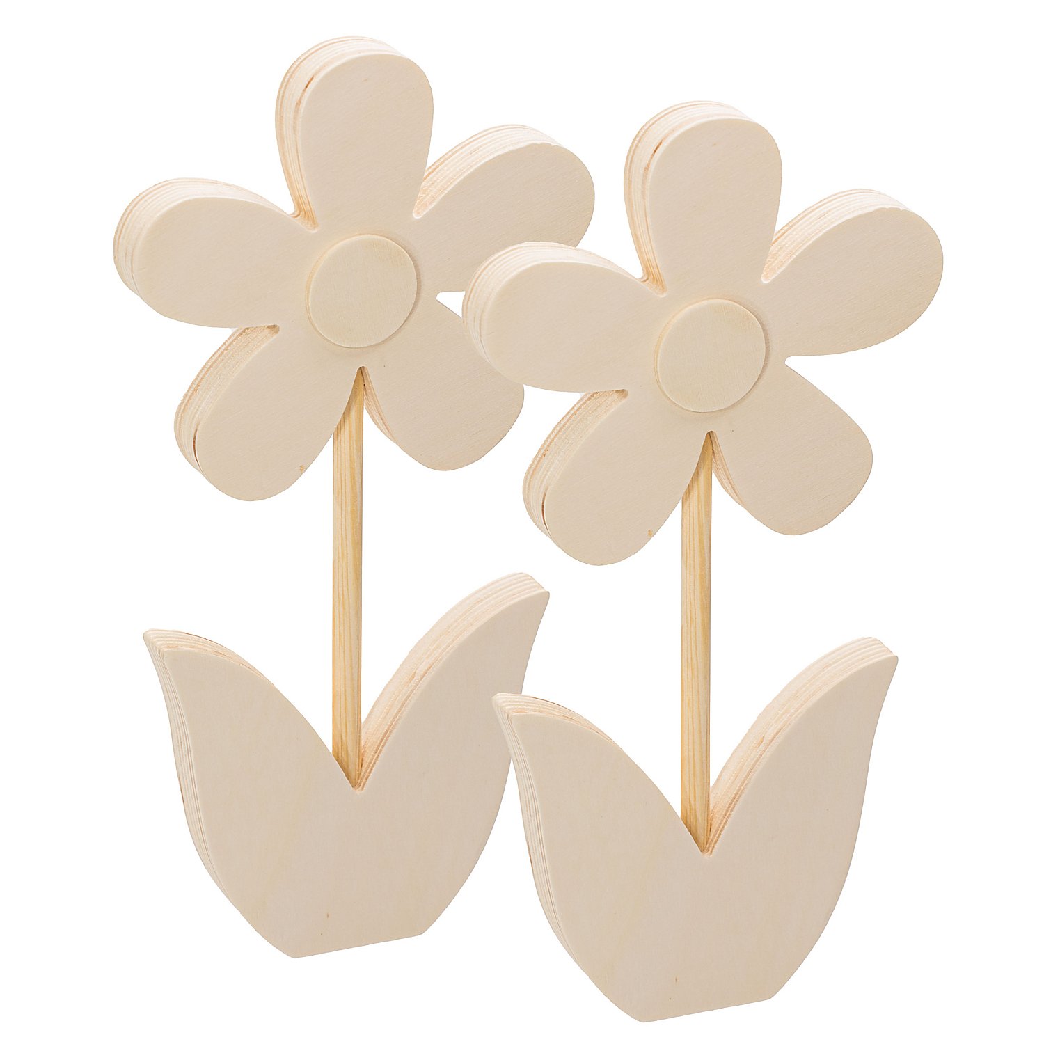 Blumen aus Holz, 25 x 13 cm, 2 Stück