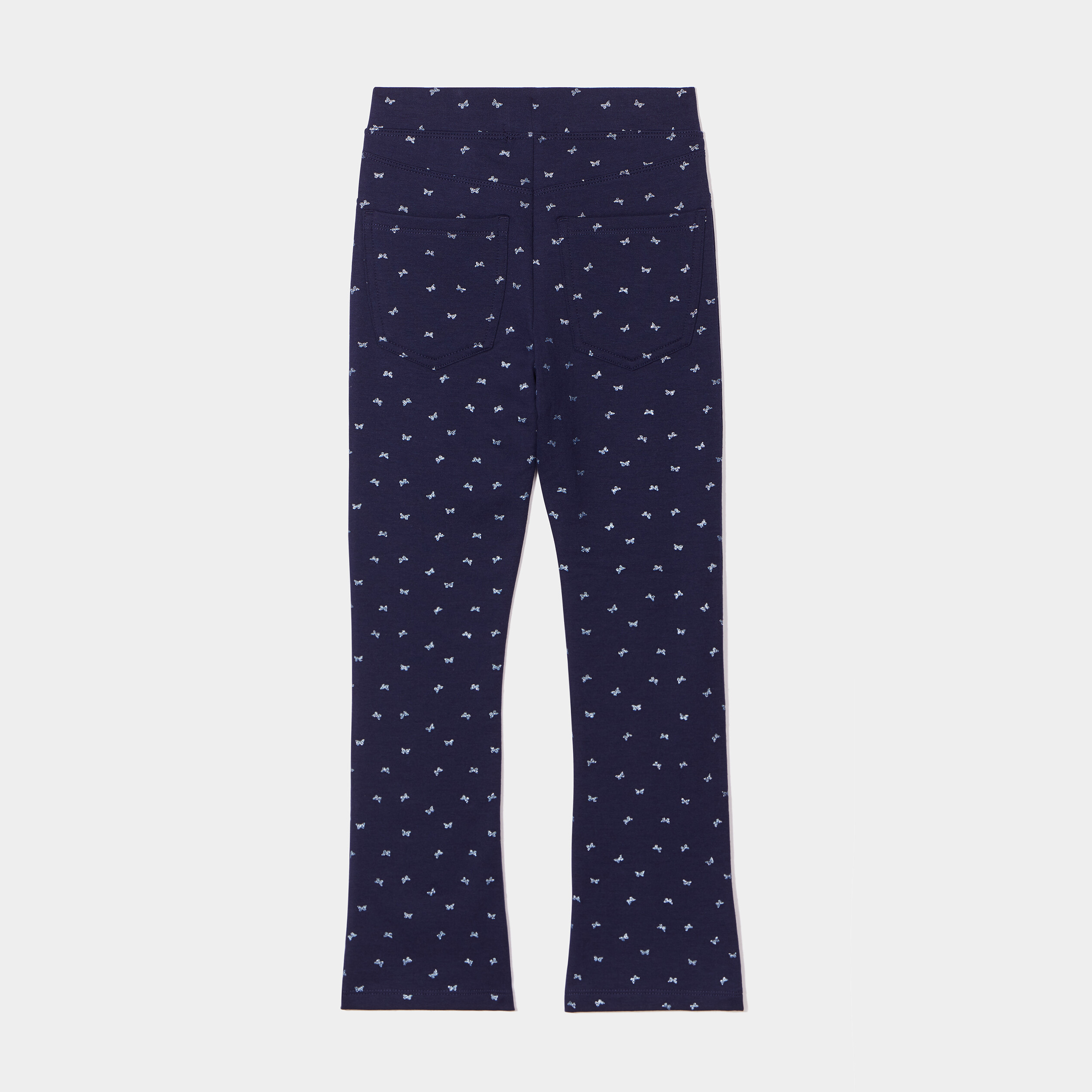 Pantalon flare taille élastiquée bleu marine fille | La Halle