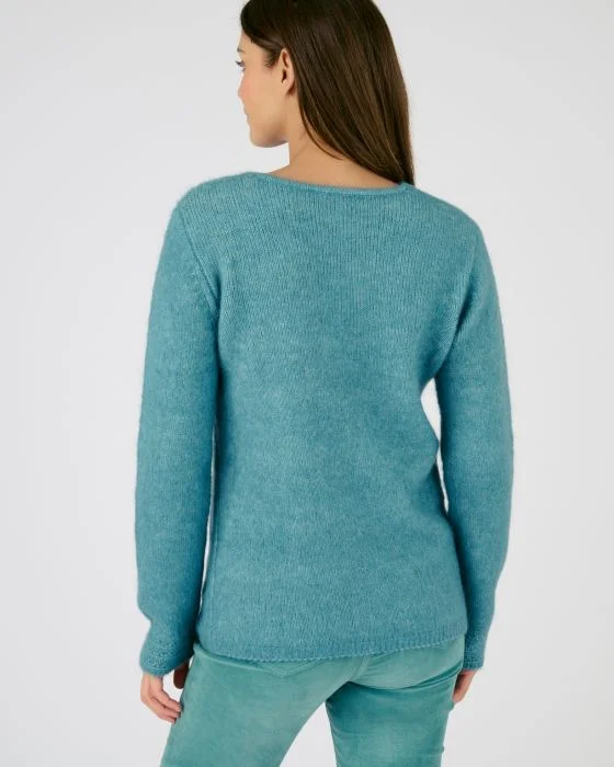 Pull mélange mohair col dentelle