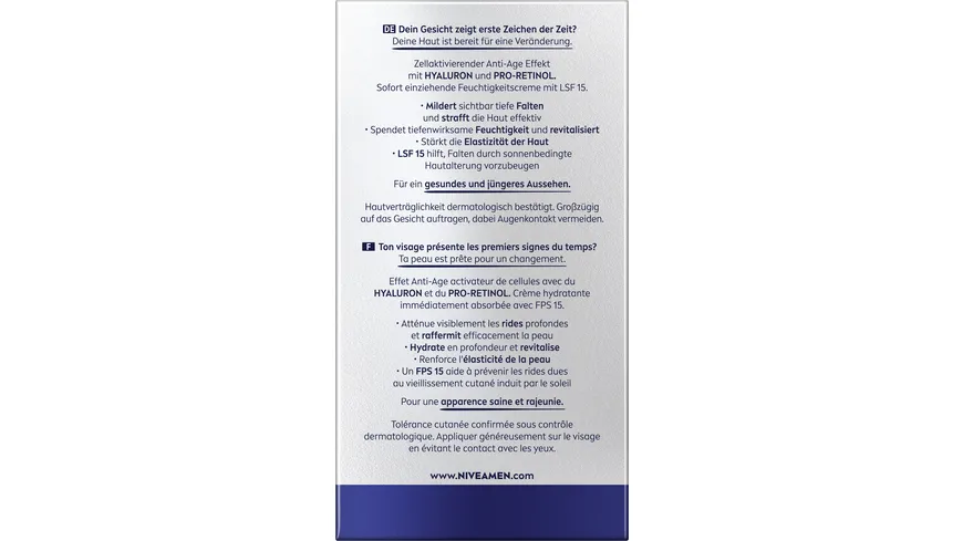 NIVEA MEN Anti Age Hyaluron Feuchtigkeitscreme SPF15 50 ml