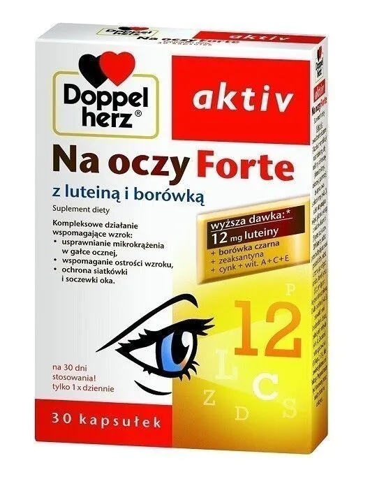„Doppelherz Aktiv Forte Eyes“, maisto papildas regėjimui palaikyti, kapsulės