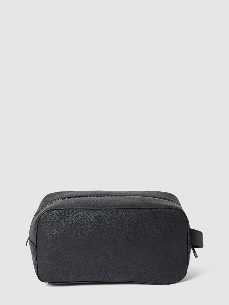 Kulturtasche mit Label-Detail Modell 'DIAGONAL' in schwarz