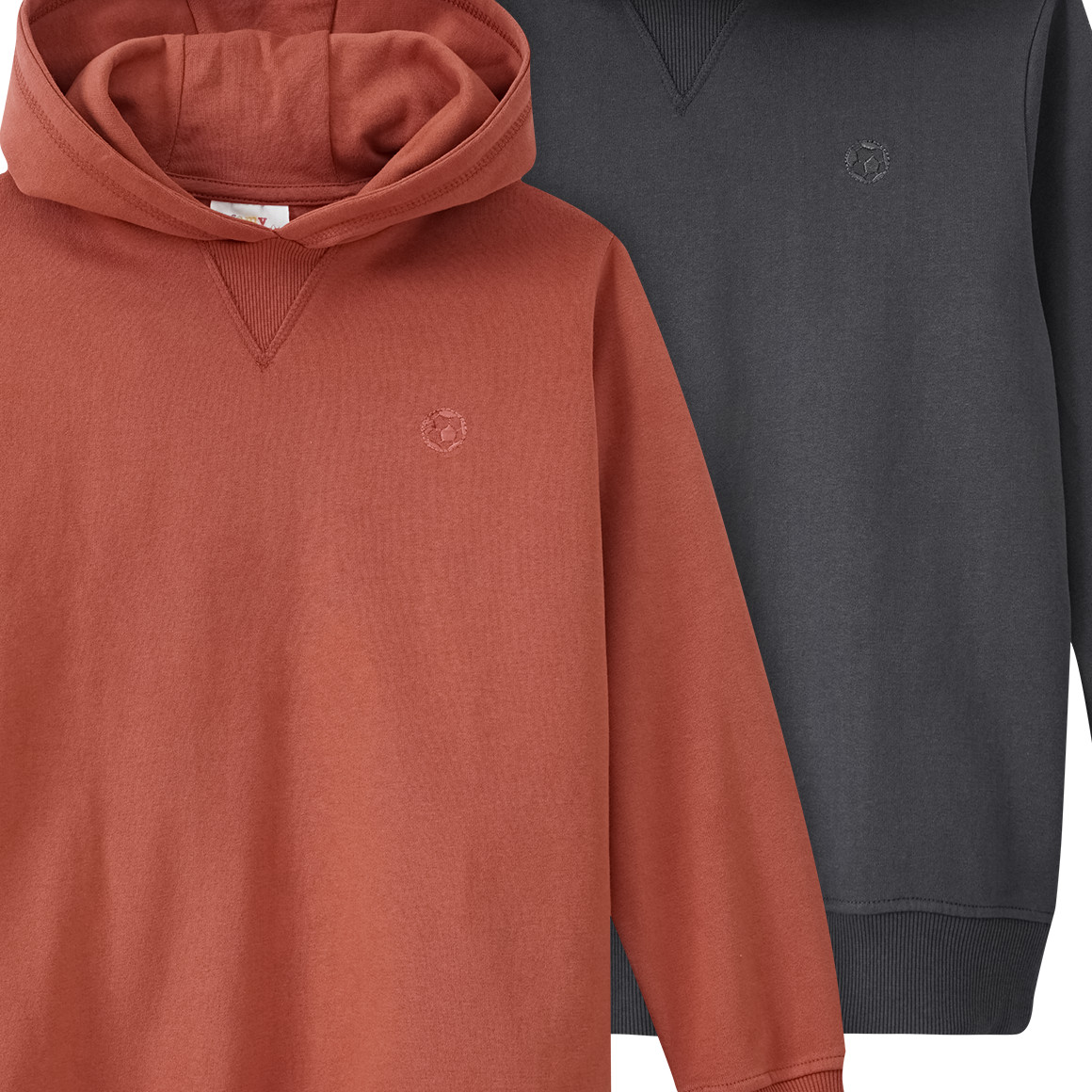 2 Jungen Hoodies mit Fußball-Stickerei