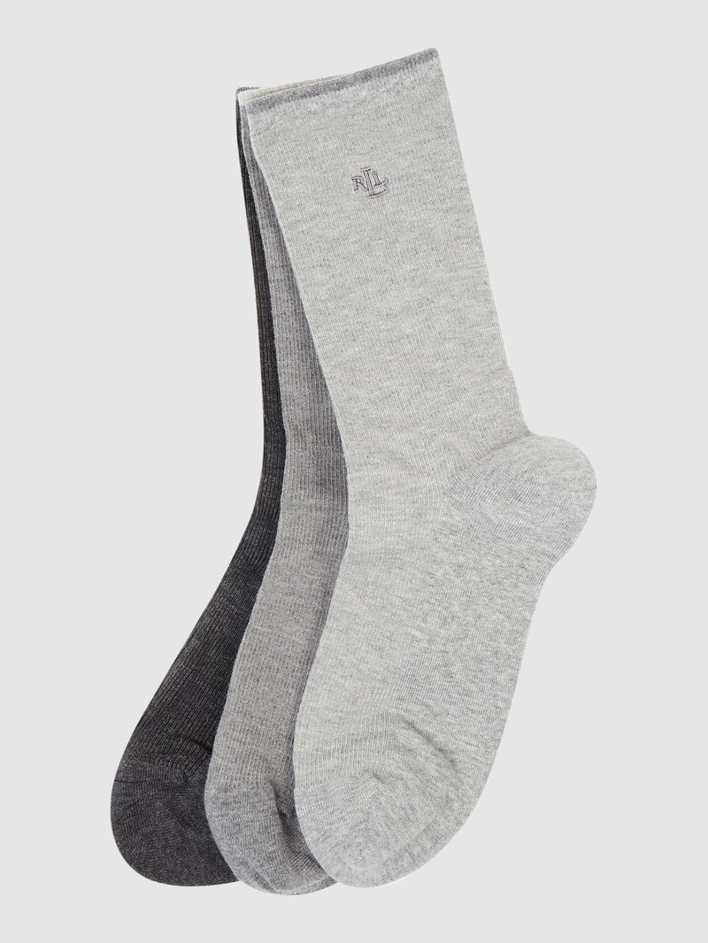 Socken mit Stretch-Anteil im 3er-Pack in mittelgrau meliert