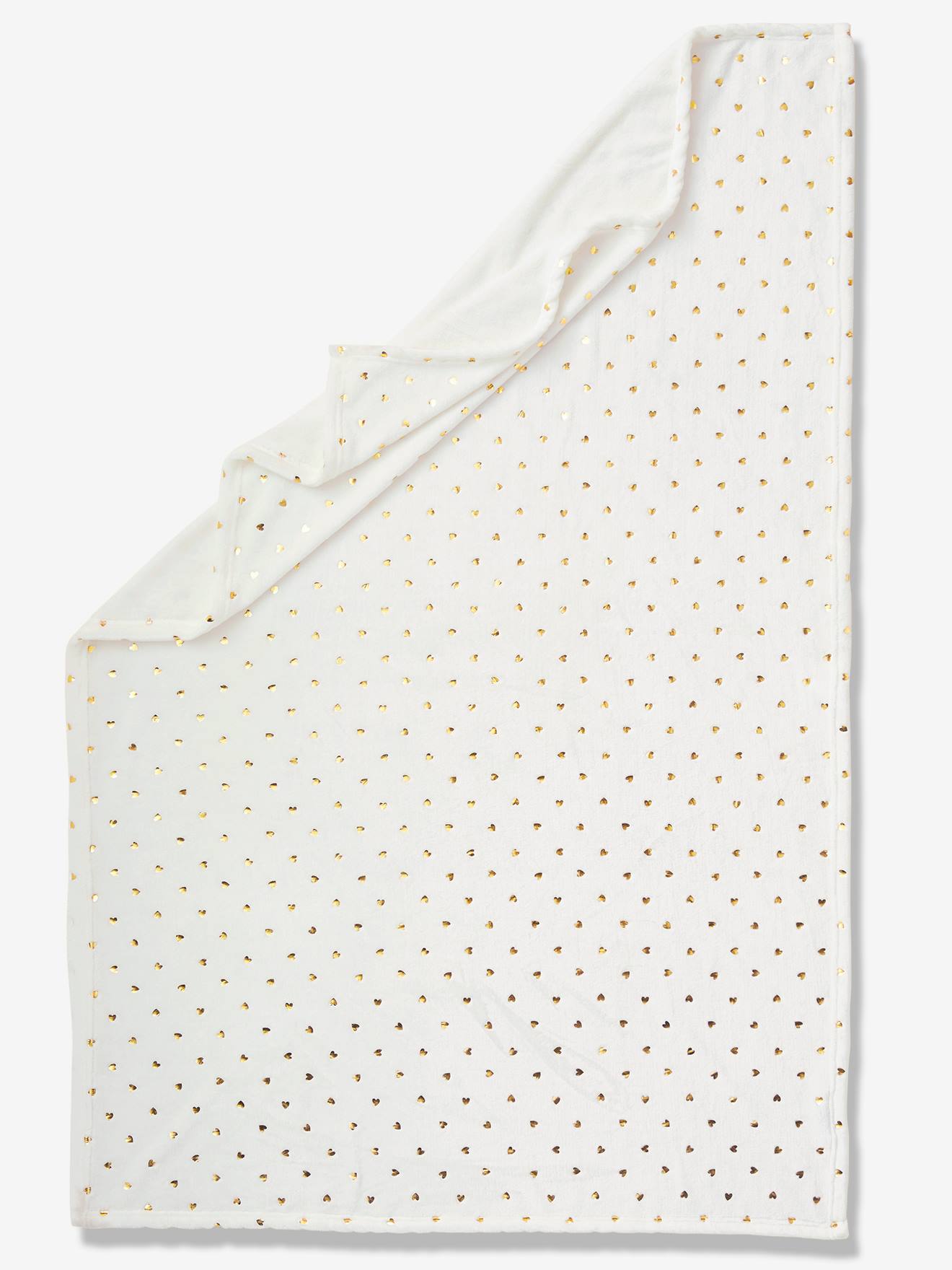 Plaid enfant motifs dorés vert / pois dorés