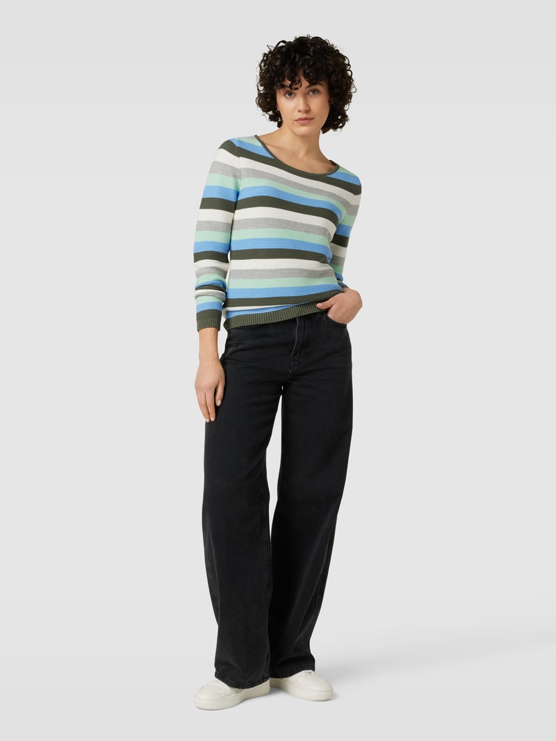 Strickpullover mit Streifenmuster in schilf