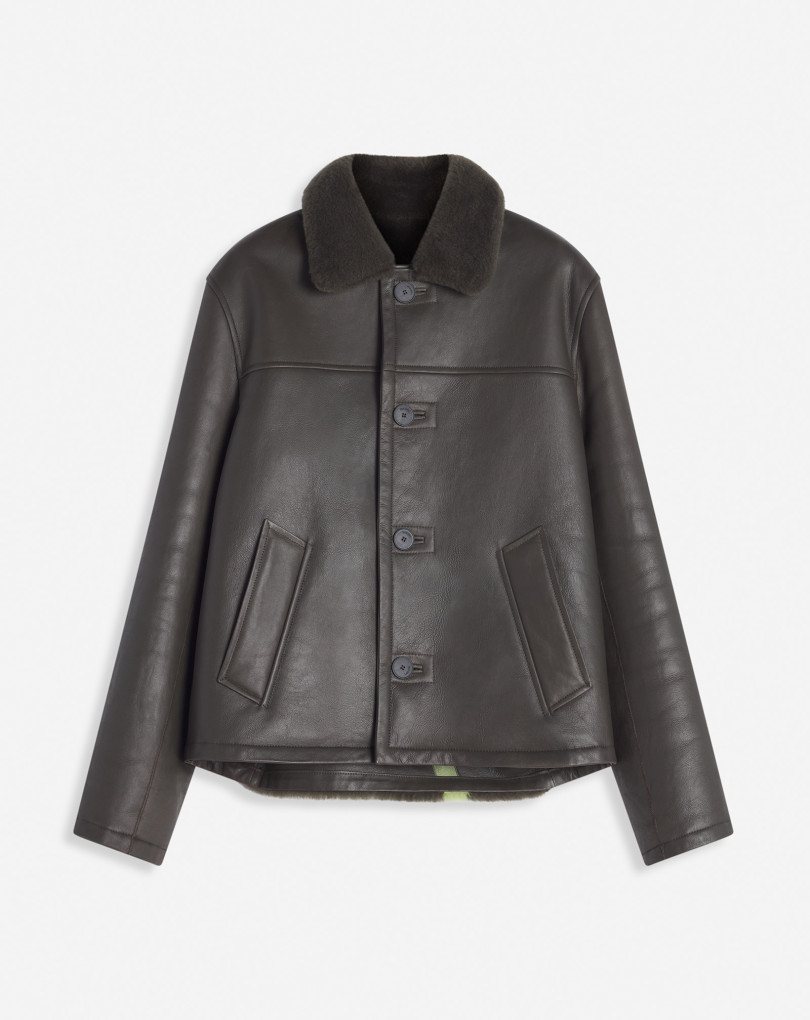 VESTE SHEARLING À IMPRIMÉ INTARSIA