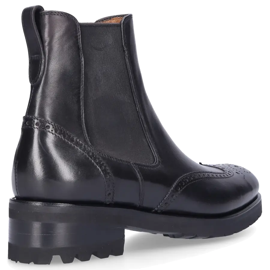 Benson's - Chelsea Boots ASCOT Kalbsleder Lochmuster schwarz - schwarz