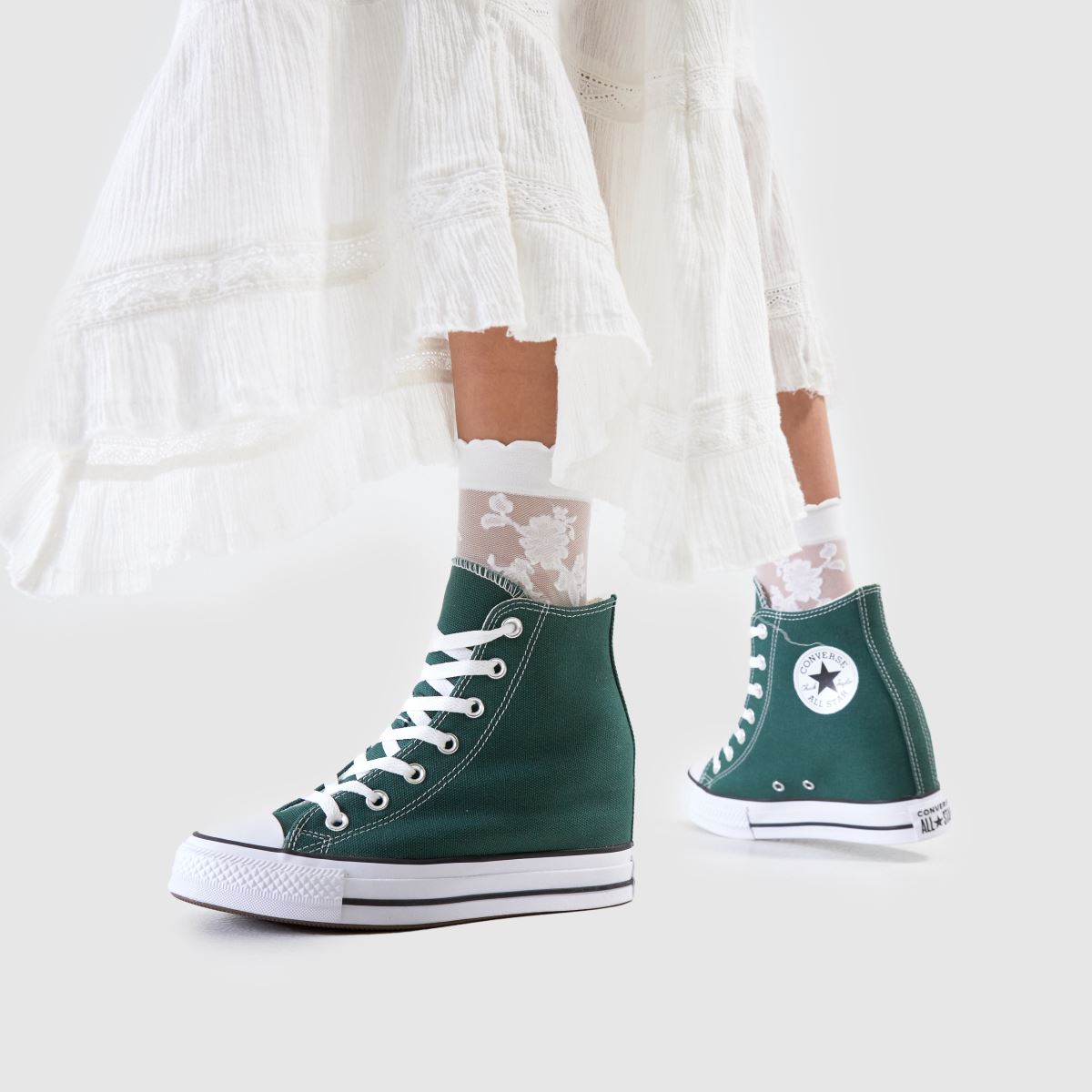 Converse All Star – Gröna klassiska kilklackade sneakers