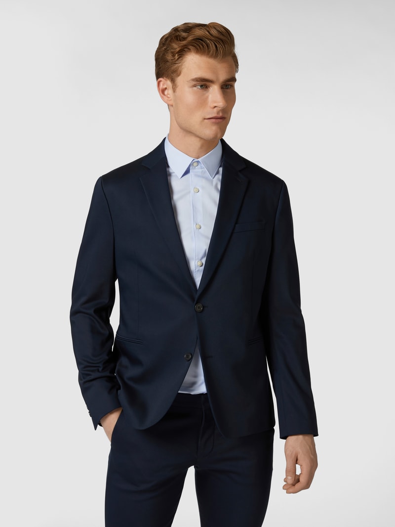 Slim Fit 2-Knopf-Sakko mit Stretch-Anteil Modell 'Hurley' in marineblau