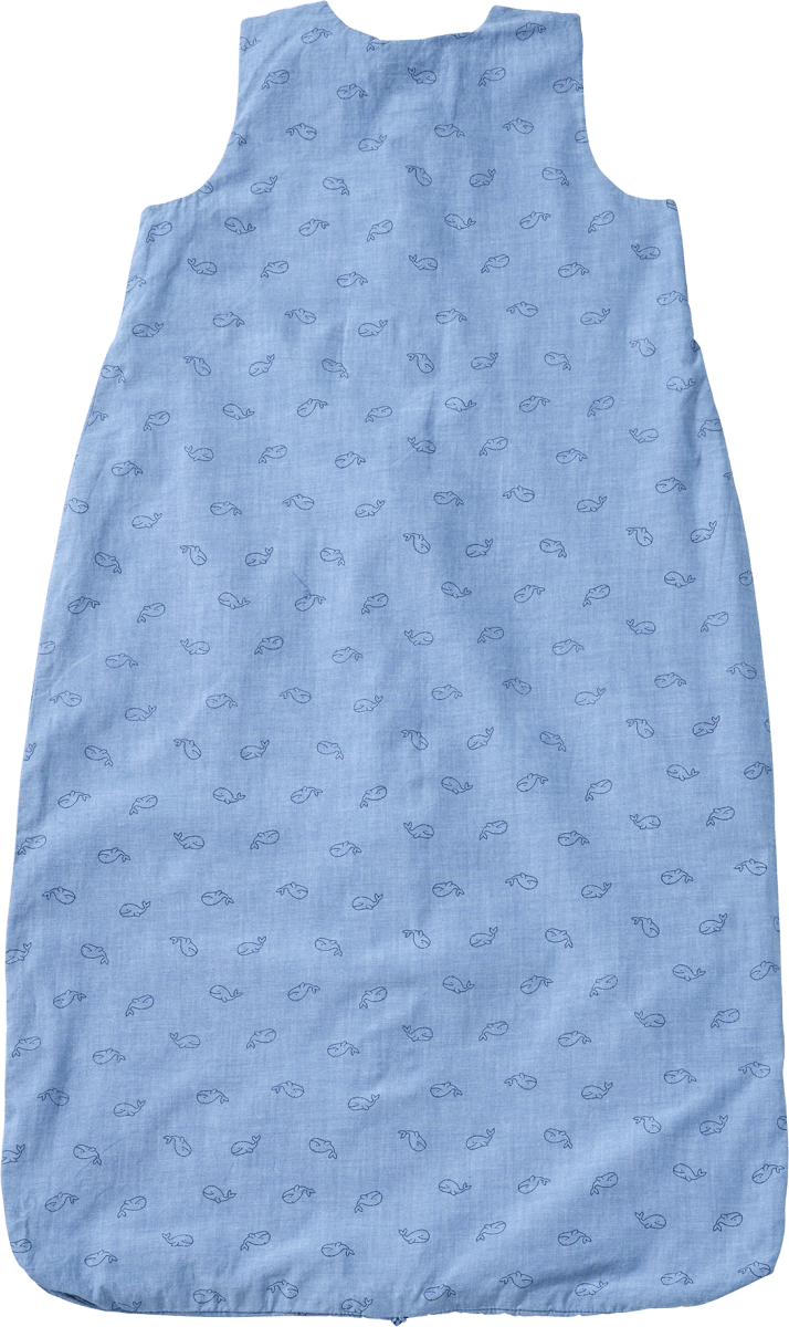 Schlafsack 0,5 TOG mit Wal-Muster, blau, 90 cm, 1 St