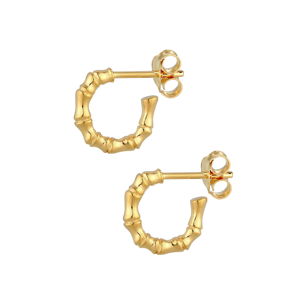 Elli Elli Boucles d'Oreilles Femme Tendance au Look Bambou Créoles en Argent Sterling  Boucles d'oreilles