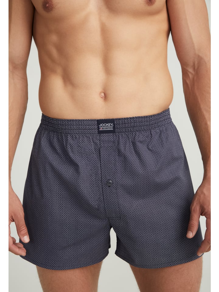 Jockey Boxershorts Woven 3 Stück in Dunkelblau günstig kaufen
