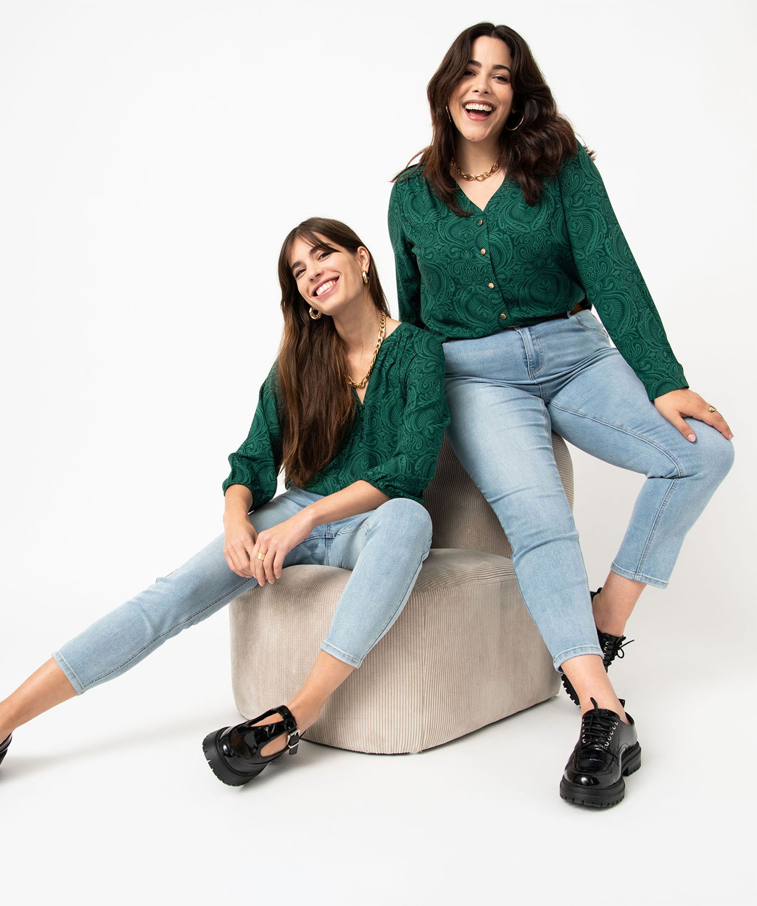 Chemise à manches longues imprimée femme grande taille imprime | GEMO