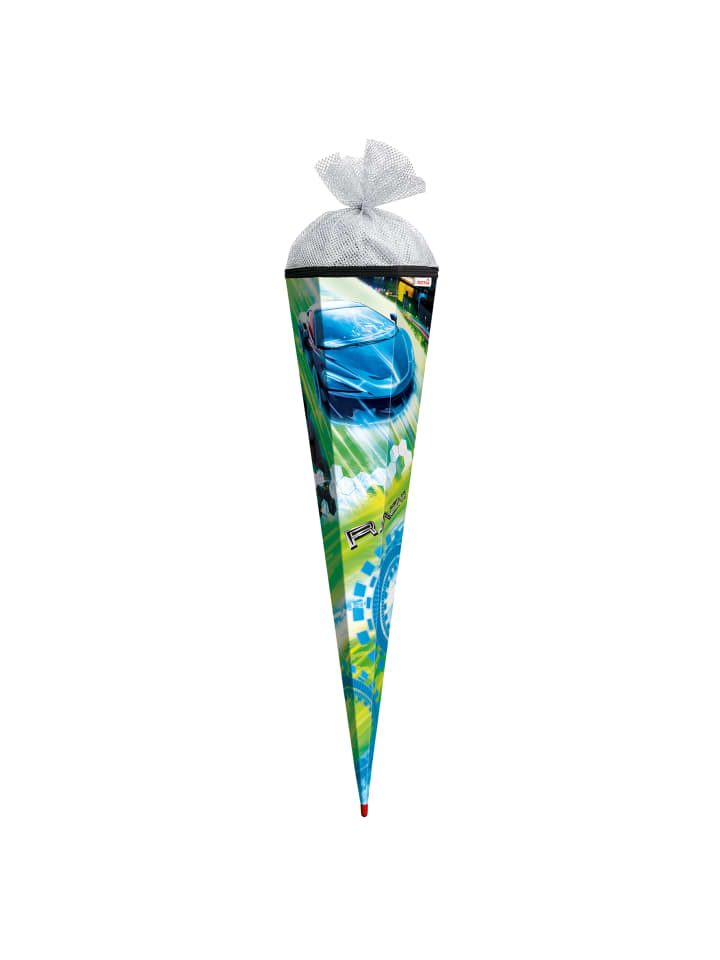 ROTH Schultüte groß Racing 85 cm, Silbertüll in Hellblau günstig kaufen onesize