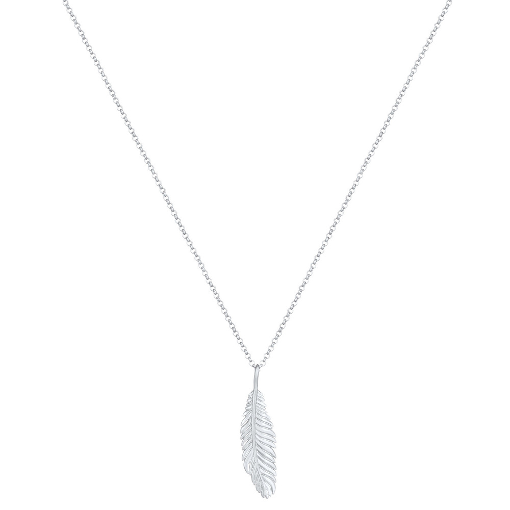 KUZZOI KUZZOI Collier Plume oxydée oiseau en 925 argent collier
