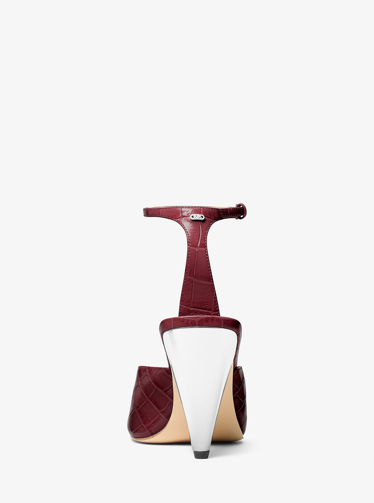 Electra Crocodile Embossed Leather Sandal - OXBLOOD