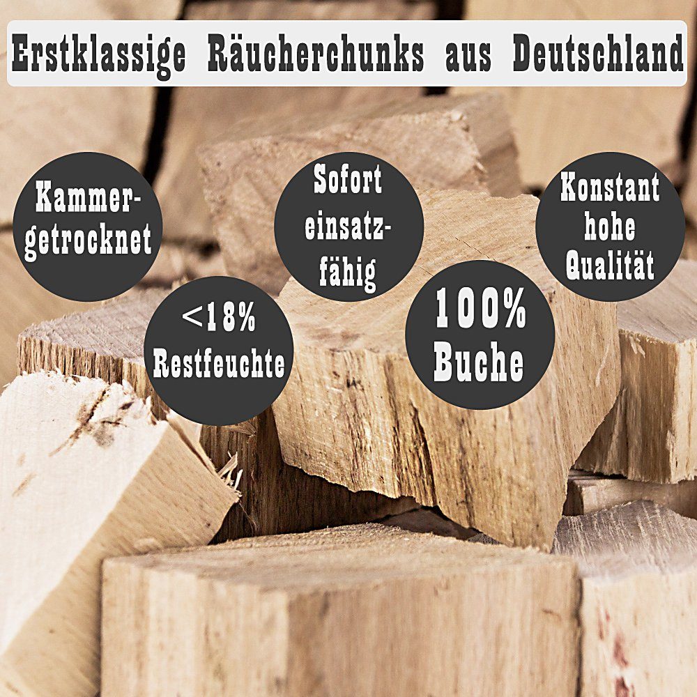 Grillmaster Räucherspäne Räucherklötze 2-4 kg Buche Chunks Räuchern Smoken BBQ Grill Feuer, 2 kg