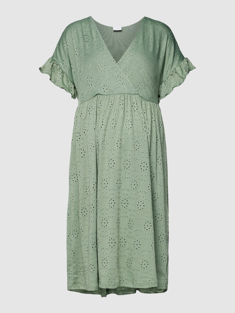 Umstands-Kleid mit Lochstickerei Modell 'Dinne Tess' in khaki