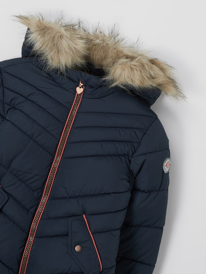 Steppjacke mit Webpelz in marineblau