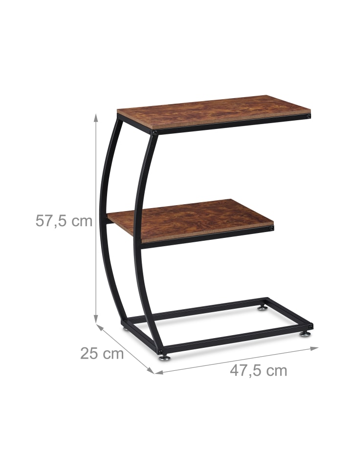 relaxdays Beistelltisch in Braun/ Schwarz - (B)47,5 x (H)57,5 x (T)25 cm günstig kaufen onesize