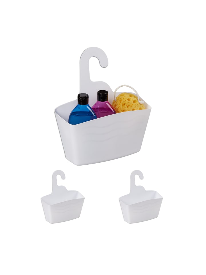 relaxdays 3 x Duschkorb in Weiß - (B)28 x (H)31 x (T)12 cm günstig kaufen onesize