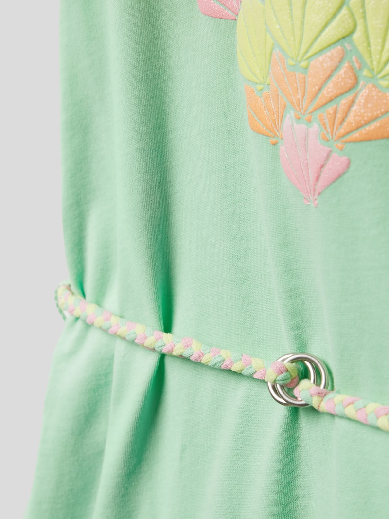 T-Shirt-Kleid aus Baumwolle mit Motiv-Print in mint