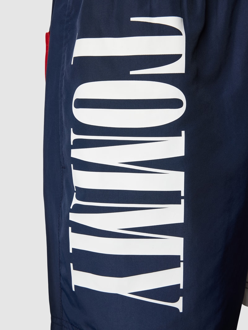 Badehose mit Label-Details in dunkelblau