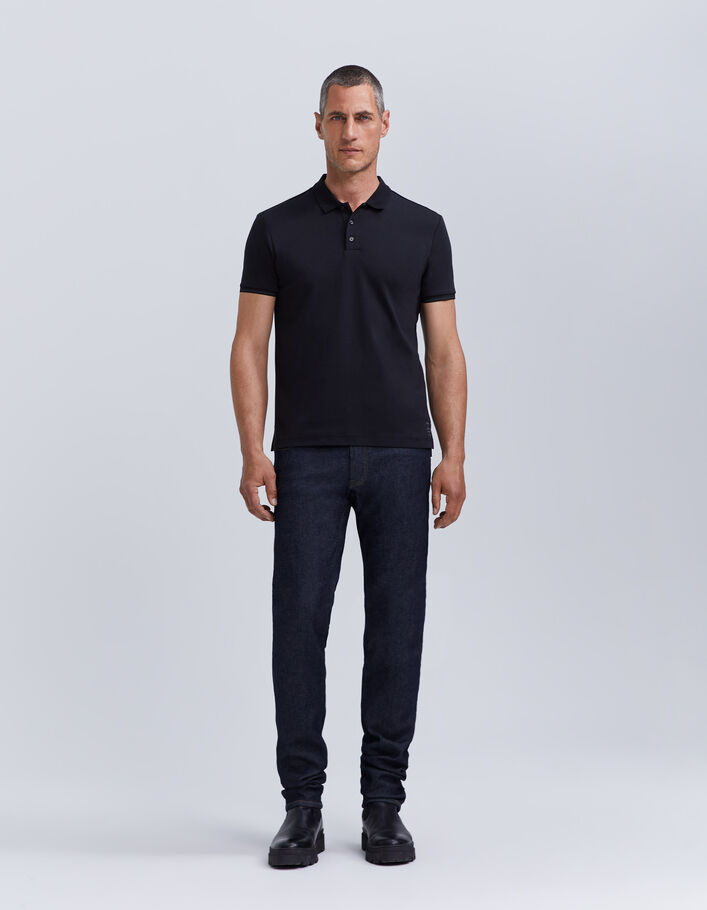 Polo noir DRY FAST élastique rayé aux manches Homme