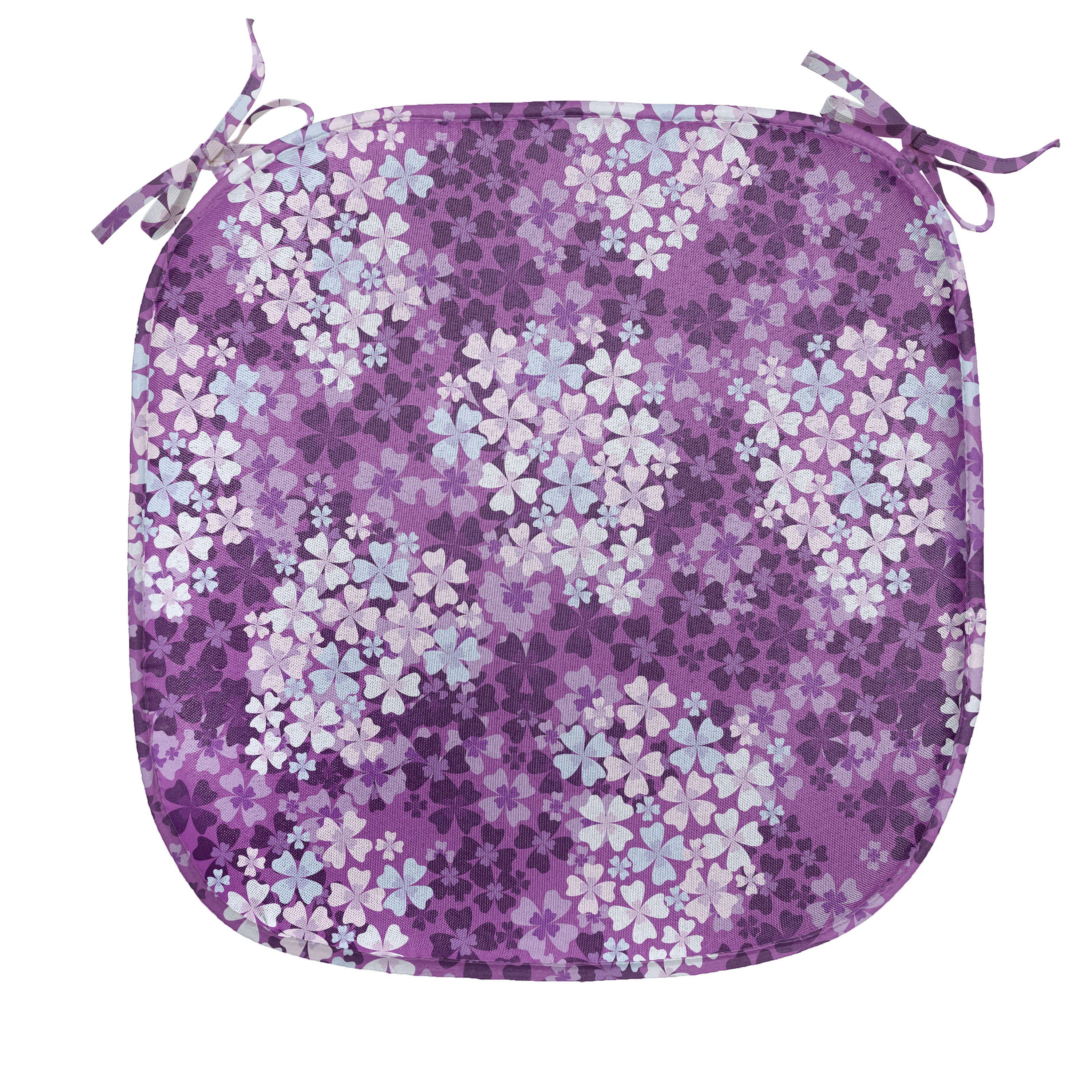 Abakuhaus Stuhlkissen Dekoratives wasserfestes Kissen mit Riemen für Küchensitze, Blumen Hydrangea Lilacs Feld