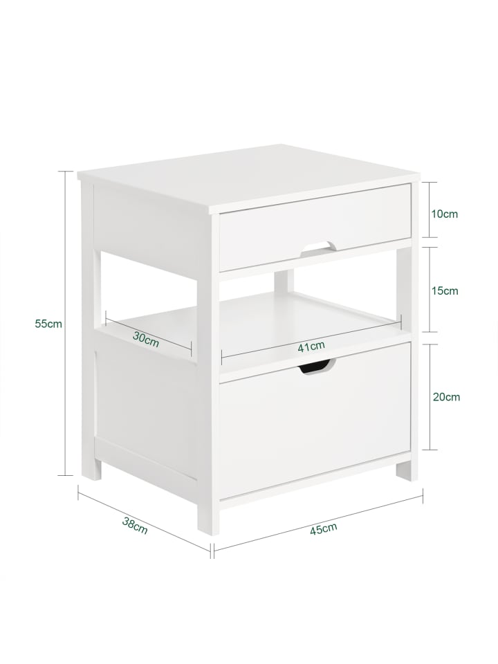 SoBuy Nachttisch in Weiß - (B)45 x (H)55 x (T)38cm günstig kaufen onesize