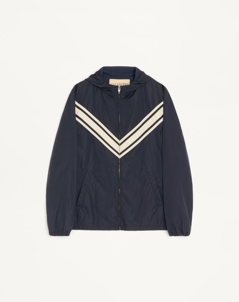 Valentino lichtgewicht nylon windjack met capuchon en ingelegde V-vormige details