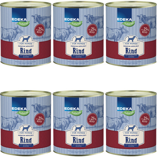 EDEKA Naturals für Hunde Rind 6x800G