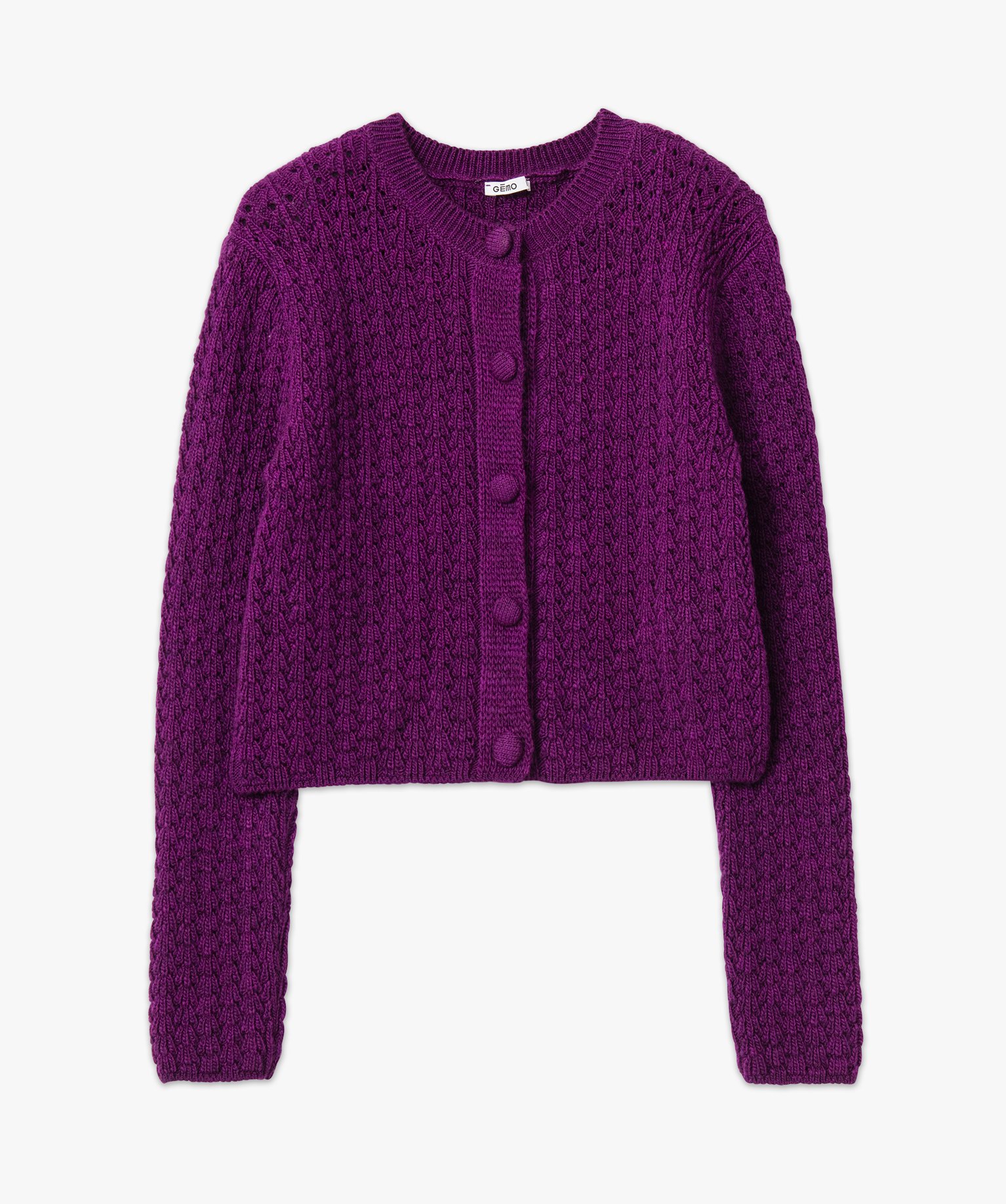 Gilet court en maille ajourée femme violet | GEMO