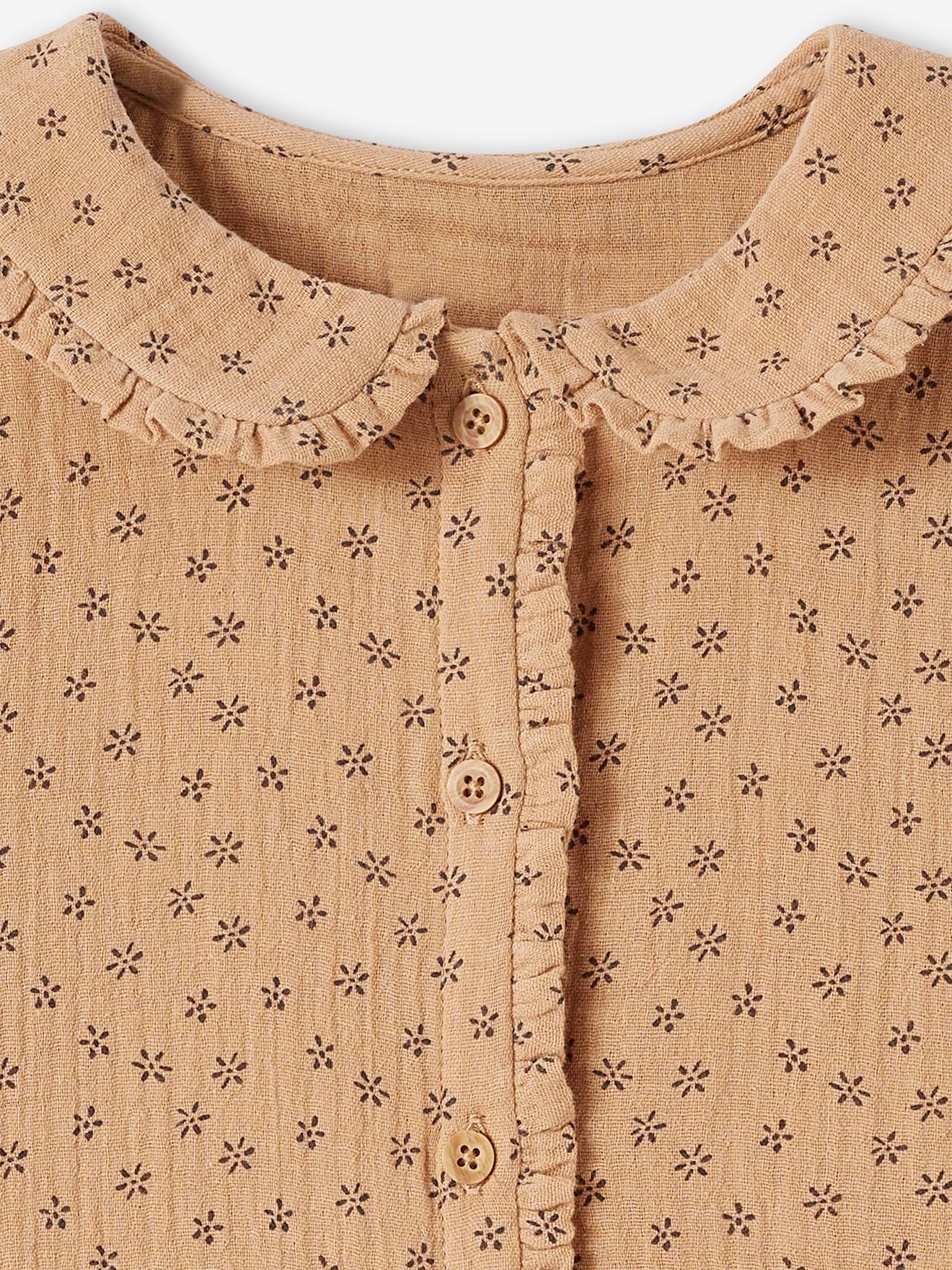 Blouse en gaze de coton personnalisable fille. coquille d'oeuf imprimé
