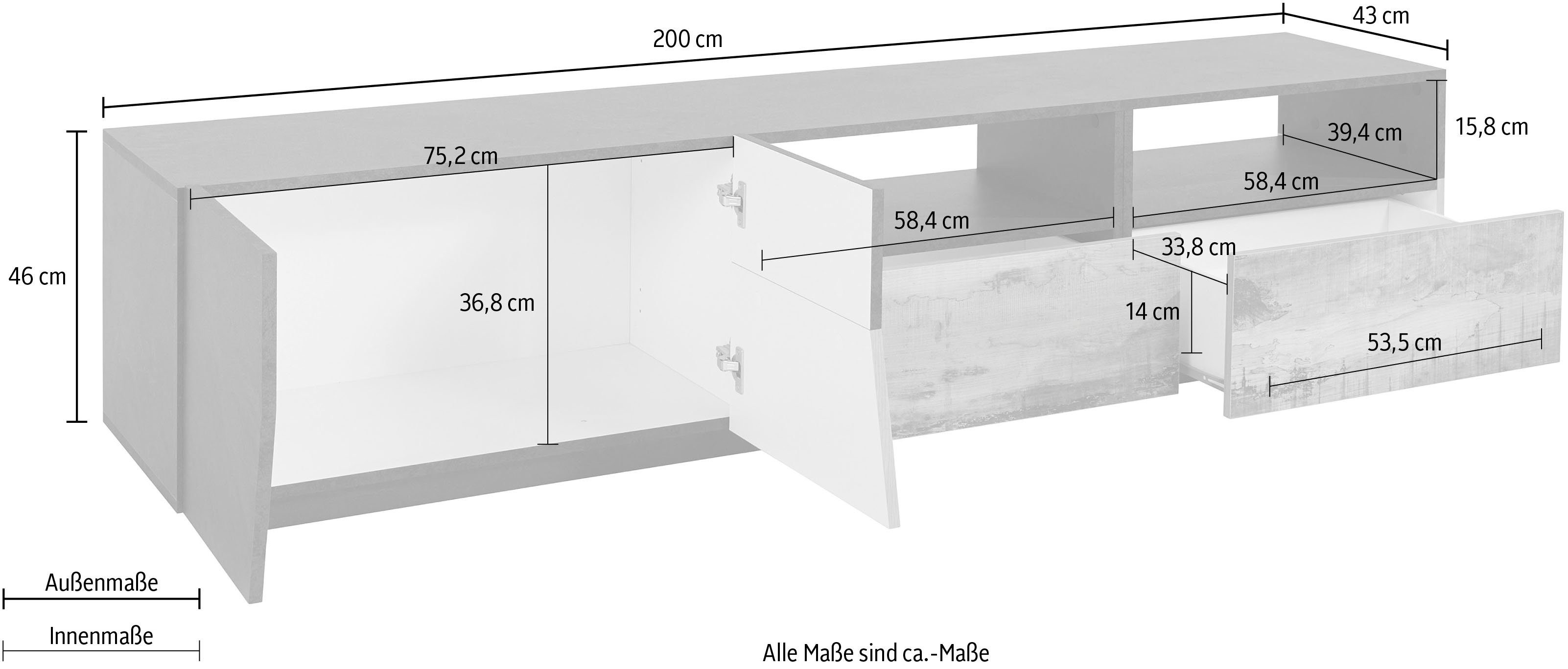 INOSIGN Lowboard alien, Breite ca. 200 cm