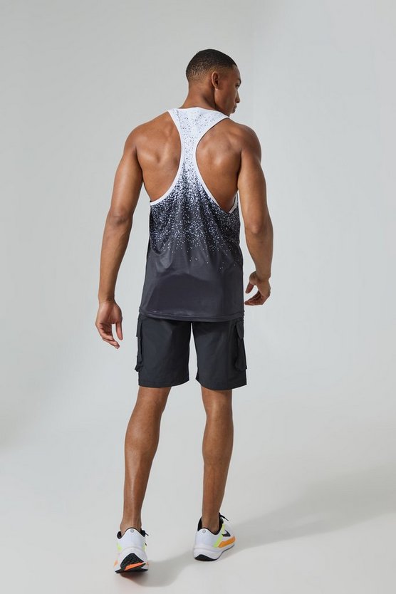 Man Active Gym schwarze Ombre Tanga-Trägershorts