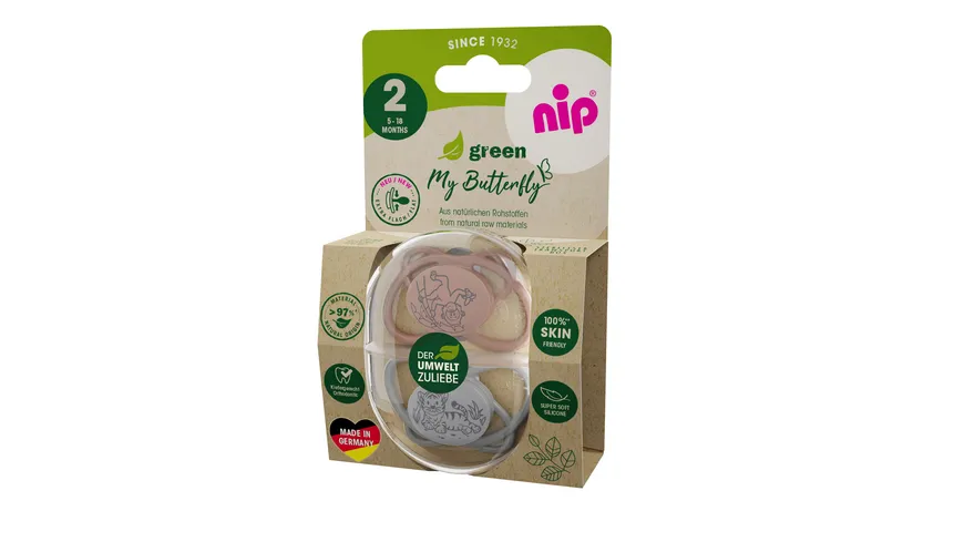 nip® Schnuller My Butterfly Green Silikon Größe 2 (5-18 Monate)