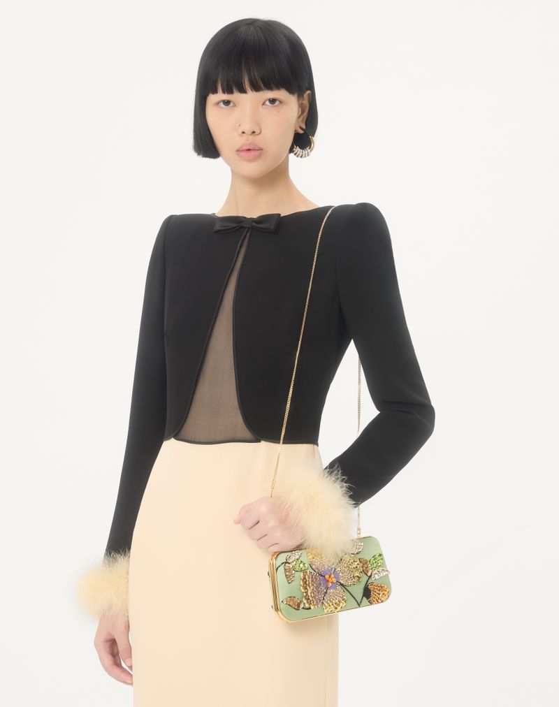 Bolsa Valentino Garavani Carry Secrets em cetim com bordado floral