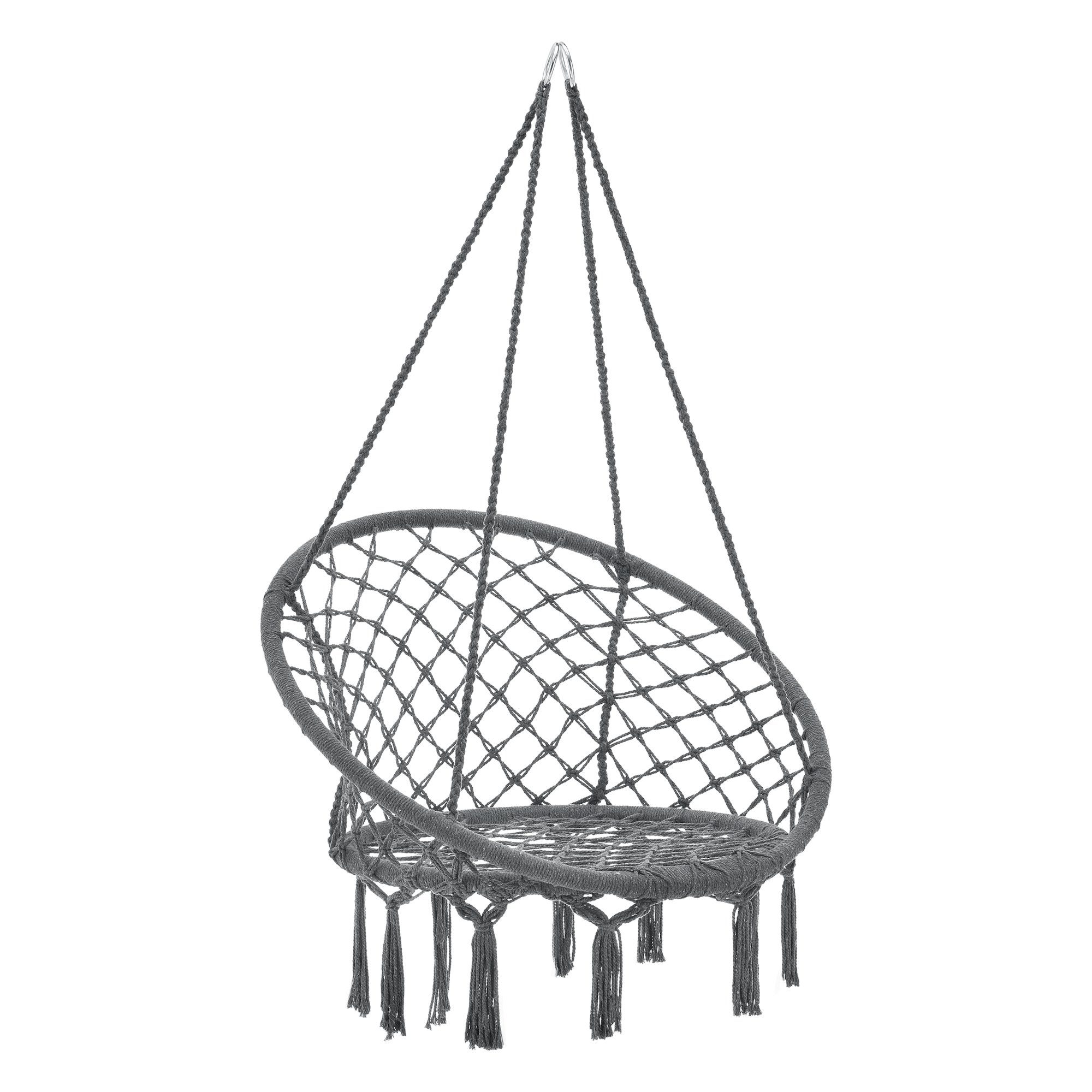 casa.pro Hängesessel, Tampico Hängestuhl Hängesitz Indoor Outdoor ø60cm Dunkelgrau